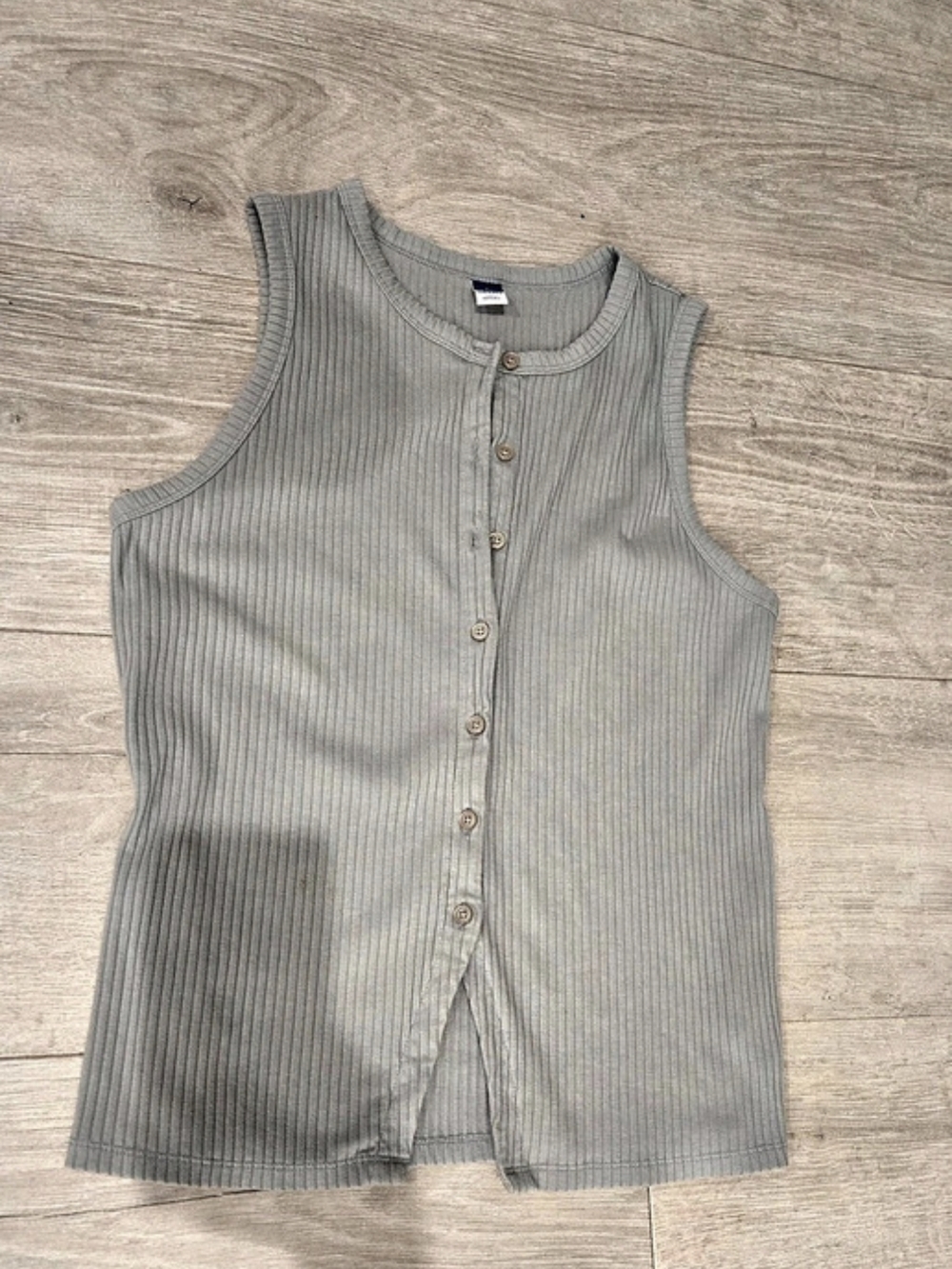 Old Navy Button-Down Ribbed Top Gray Large